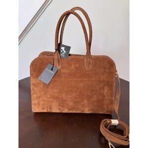 Claudia Firenze Viral Womens Large Chestnut Brown Italian Suede Leather Tote Bag